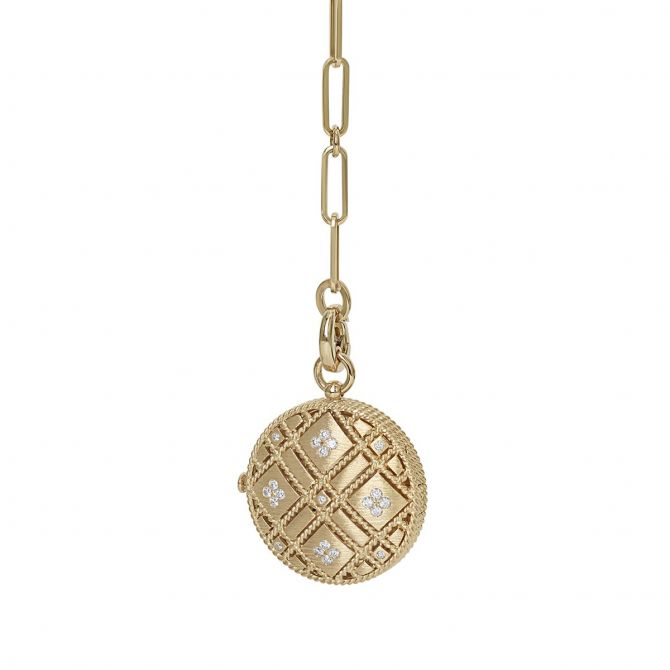 Roberto Coin Palazzo Ducale Diamond Satin Locket in Yellow Gold, 19"