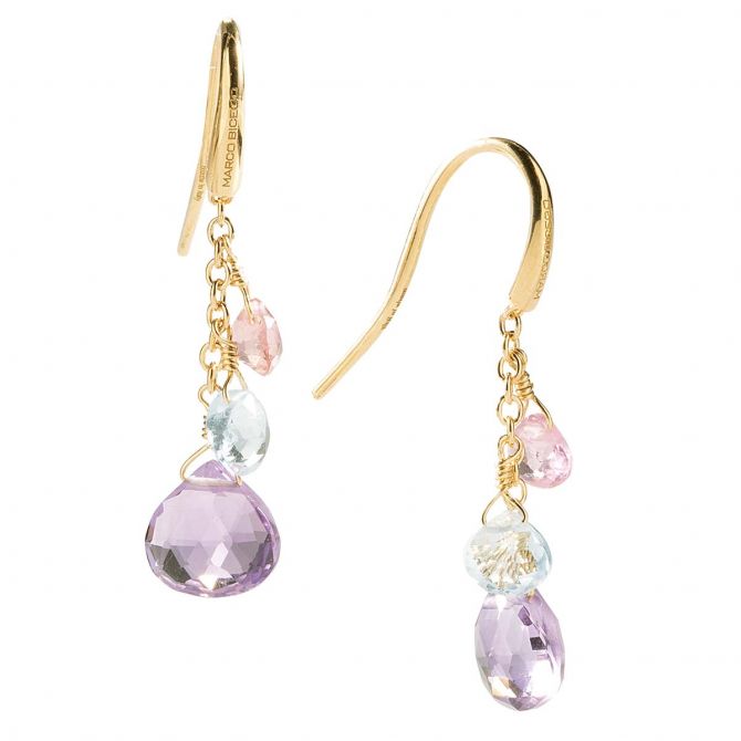 Marco Bicego Paradise Mixed Gemstone Drop Earrings in Yellow Gold