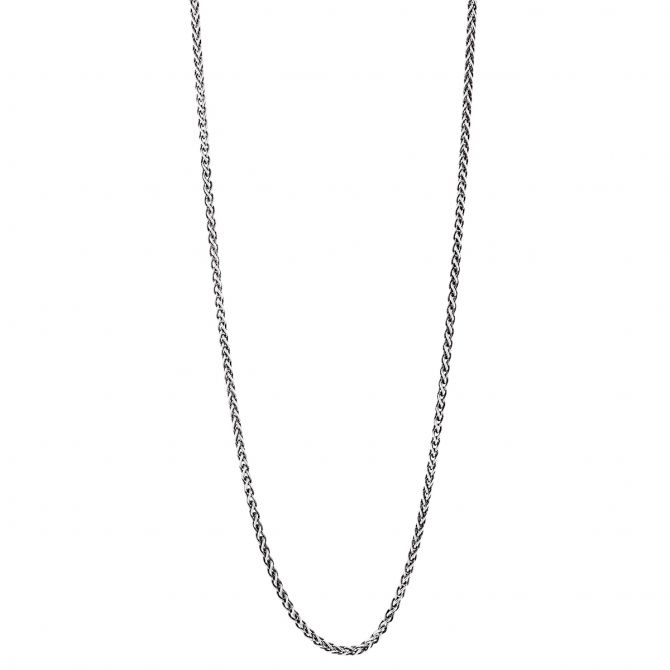 Sterling Silver & Black Rhodium 1.65 mm Wheat Chain, 24"