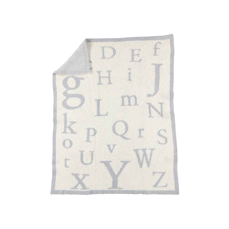 Barefoot Dreams CozyChic ABC Blanket, Ocean and Cream