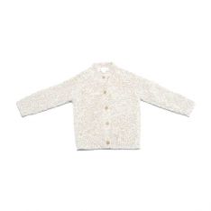 Barefoot Dreams CozyChic Infant Heathered Stone and White Cardigan, 12-18m