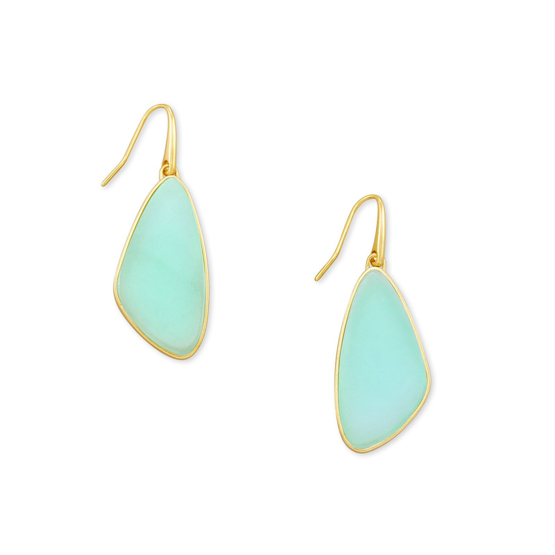 Kendra Scott McKenna Gold Tone Small Drop Earrings in Iridescent Mint