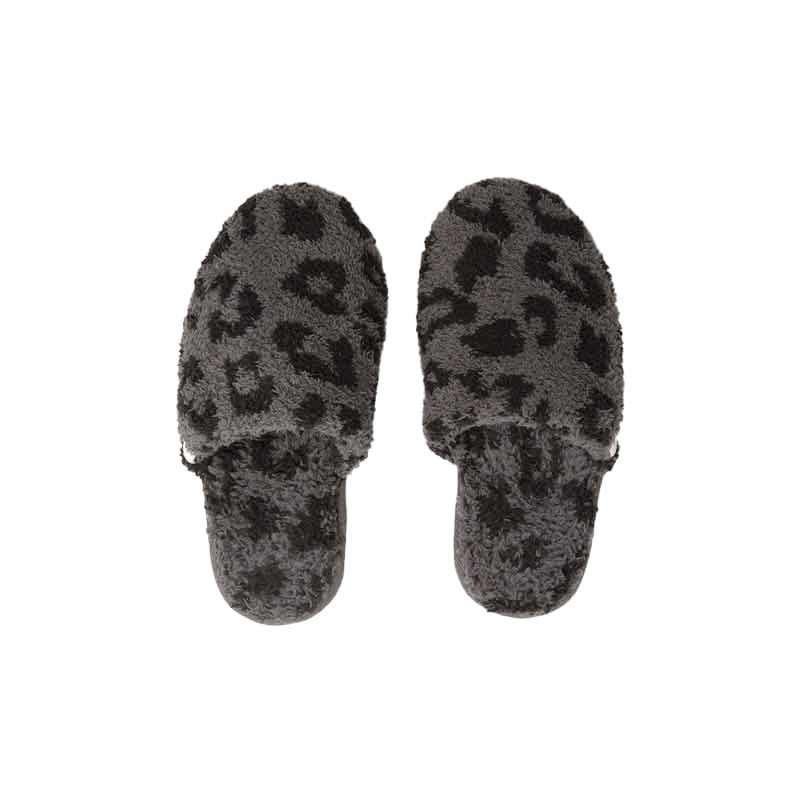 Barefoot Dreams CozyChic Barefoot In The Wild Graphite and Carbon Slipper, Large
