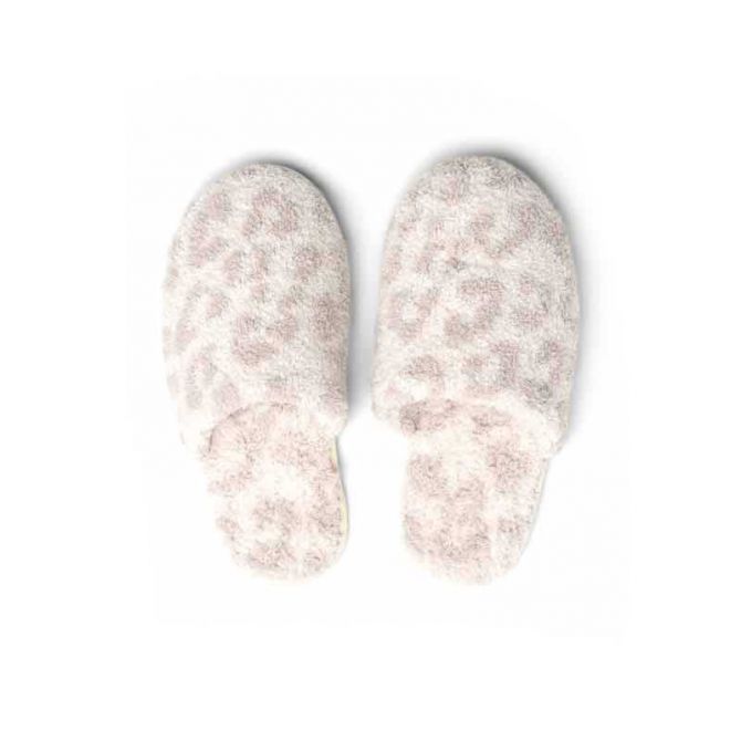 Barefoot Dreams CozyChic Barefoot In The Wild Cream and Stone Slipper, Medium
