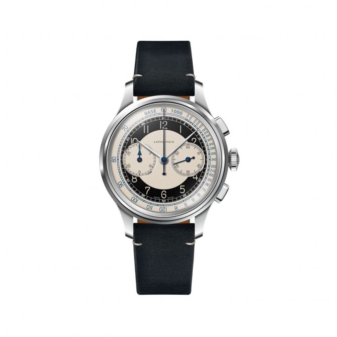 Longines Heritage Classic Chronograph 40mm Watch, Black and Silver Dial