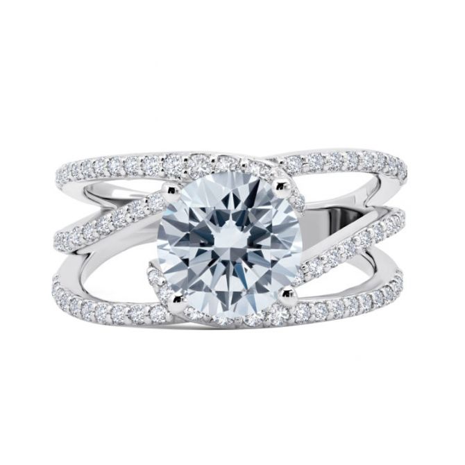 Peter Storm Diamond Open Swirl Shank Engagement Ring Setting in White Gold