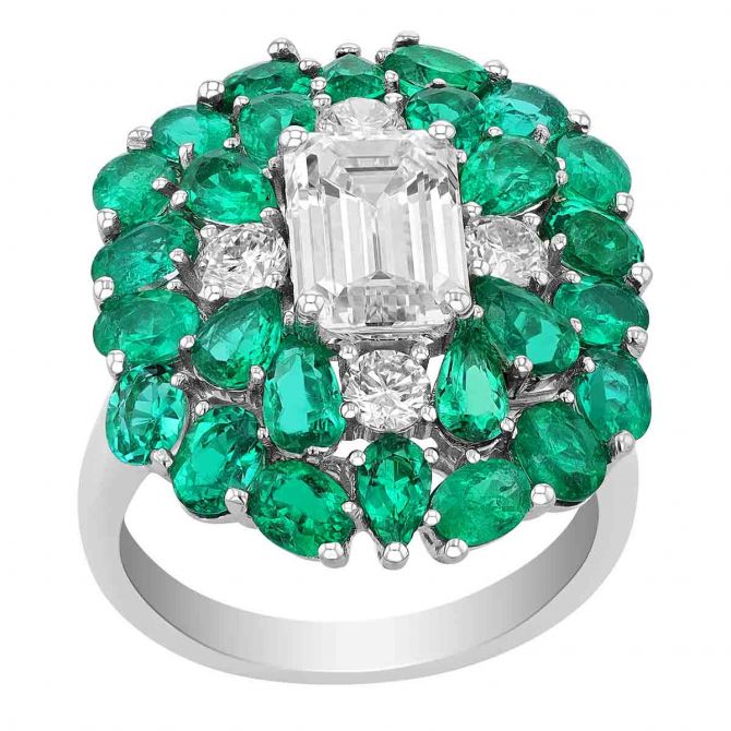 Sparkling Green Emerald Cut Cocktail Ring – Karina Ariana