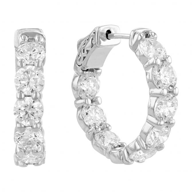 Diamond Inside Out Hoop Earrings in White Gold, 6.50 aptw
