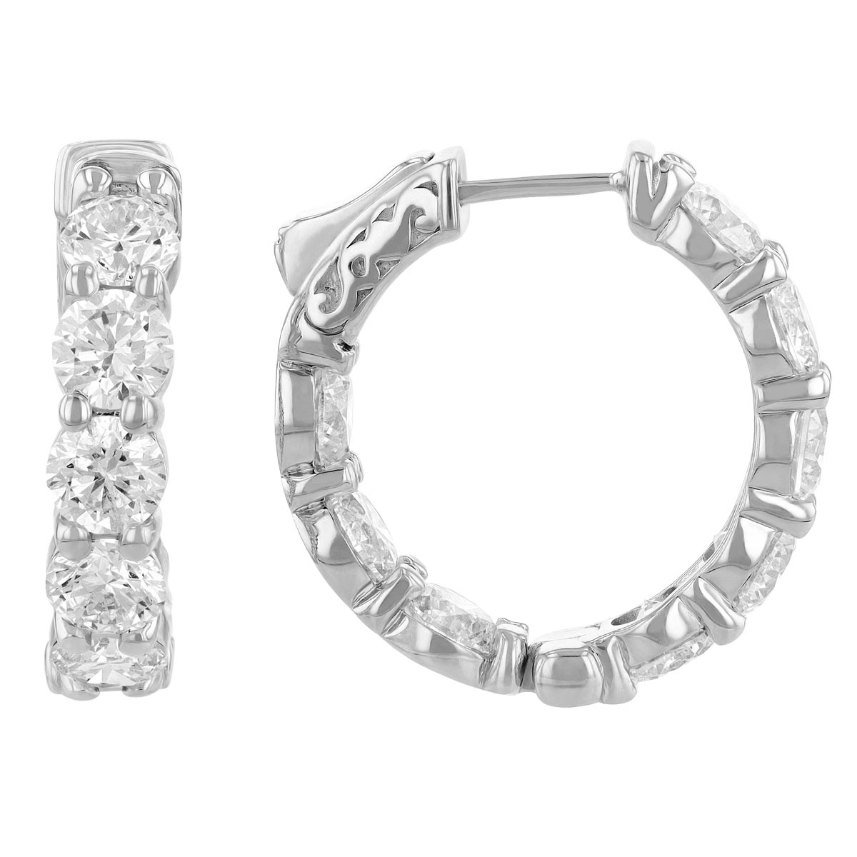 Diamond Inside Out Hoop Earrings in White Gold, 6.50 aptw