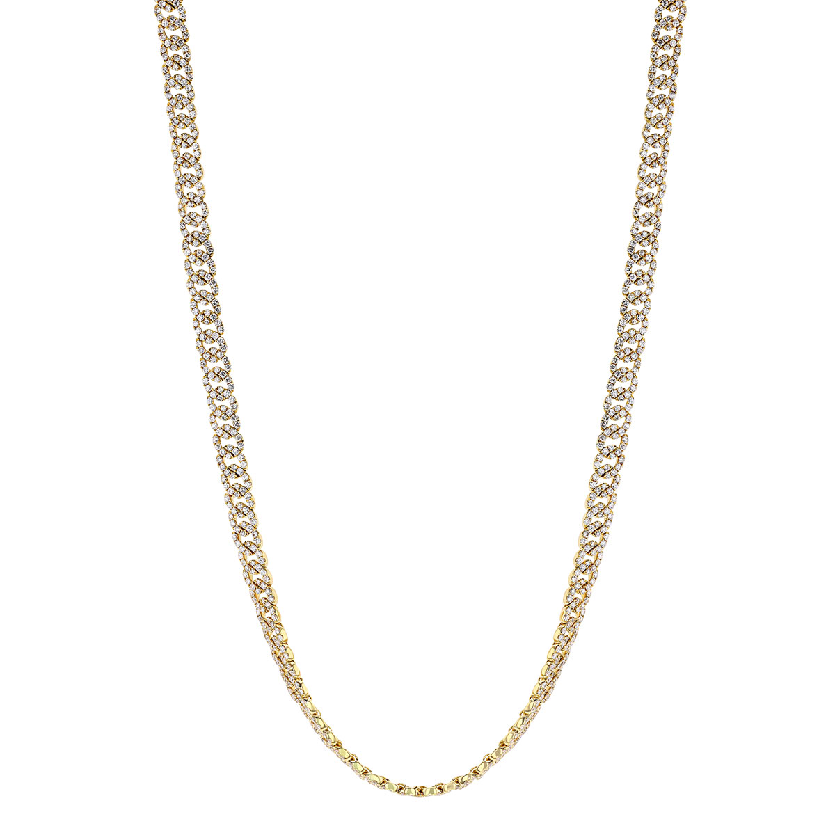 Diamond Curb Link Chain Necklace in Yellow Gold, 16