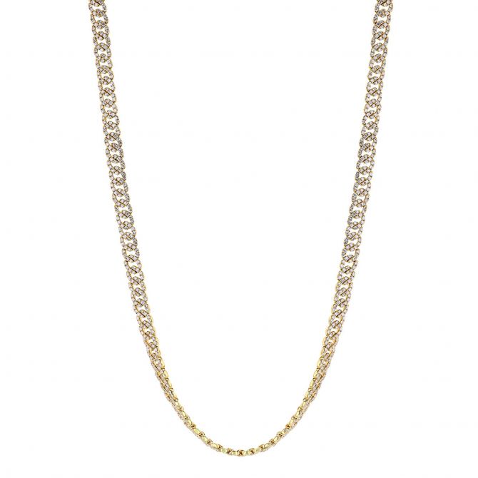 Diamond Curb Link Chain Necklace in Yellow Gold, 16"
