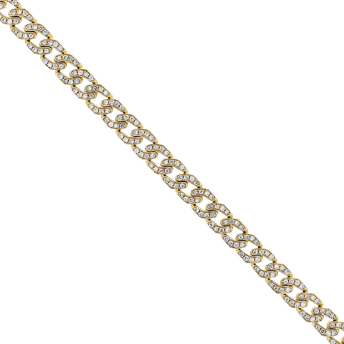 Diamond Curb Link Chain Necklace in Yellow Gold, 16