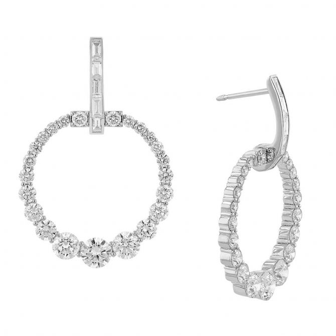 Roberto Coin Classic Diamond Graduated Open Circle Drop Earrings in White Gold