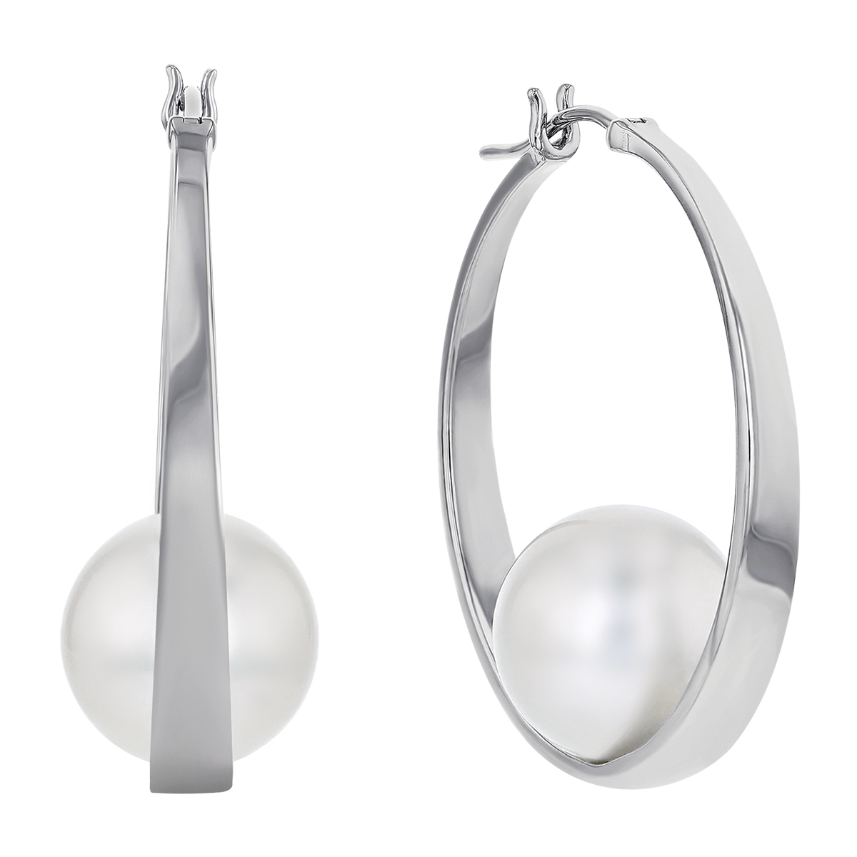 TARA Pearls White South Sea Cultured Pearl Hoop Earrings in White Gold