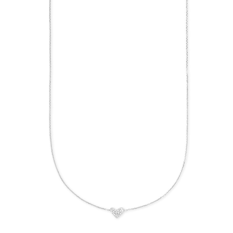Kendra Scott Heart 14k White Gold Pendant Necklace in White Diamonds