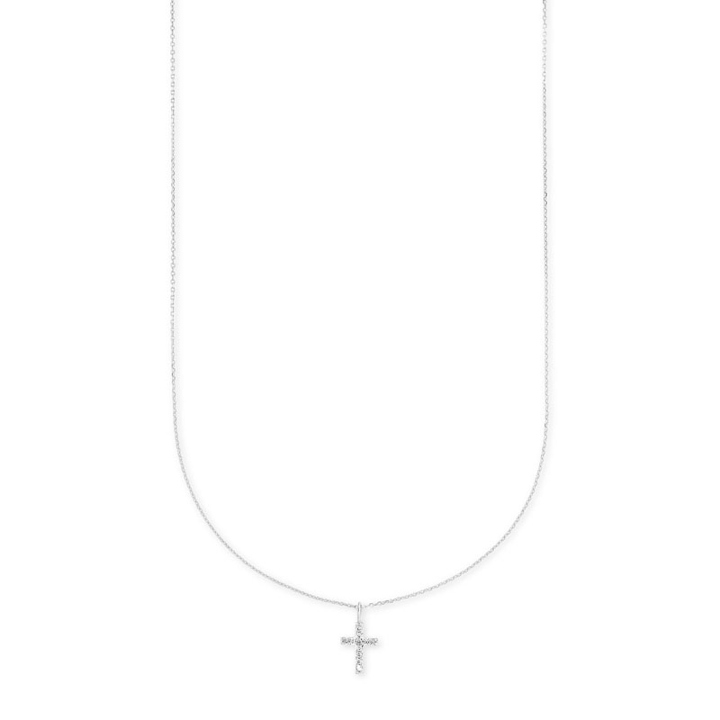Kendra Scott Cross 14K White Gold Pendant Necklace in White Diamonds