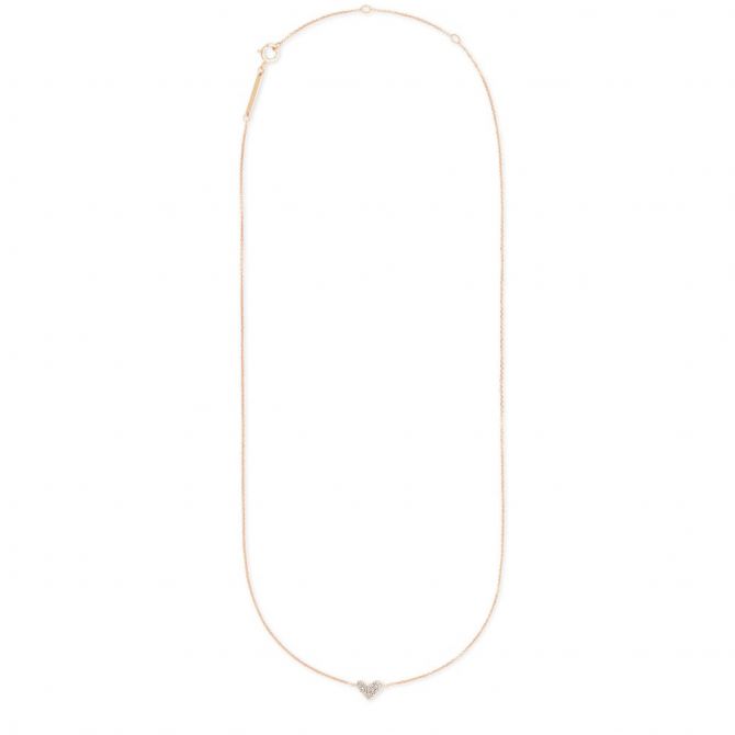 Kendra Scott Heart 14k Rose Gold Pendant Necklace in White Diamonds