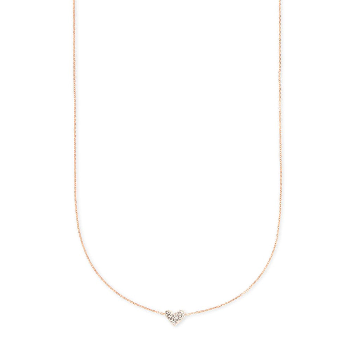 Kendra Scott Heart 14k Rose Gold Pendant Necklace in White Diamonds