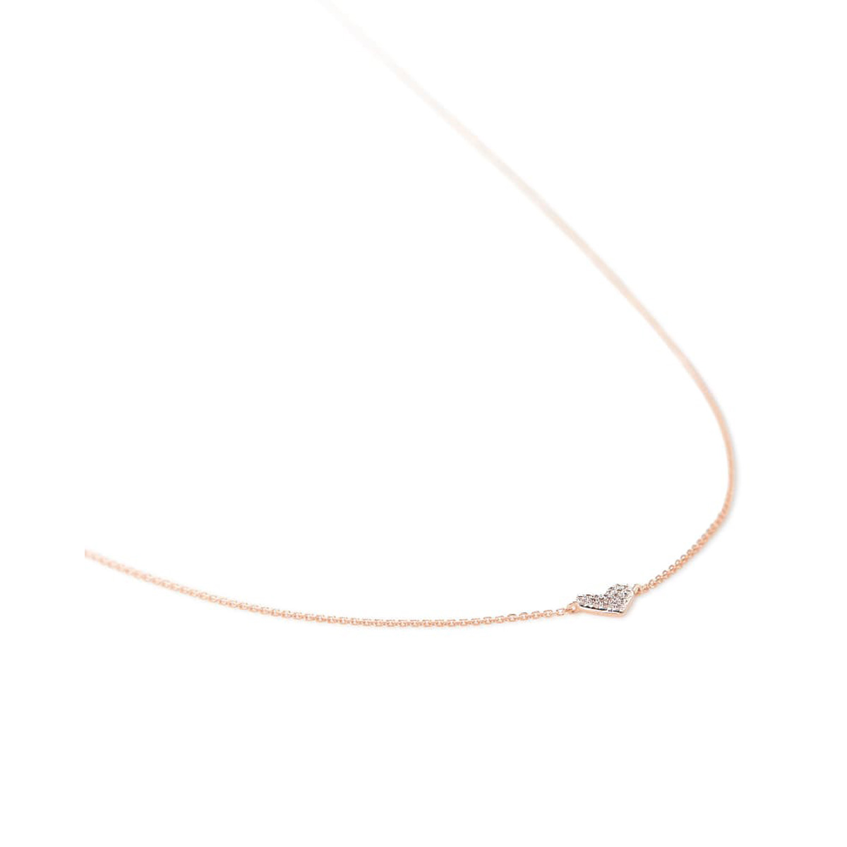 Kendra Scott Heart 14k Rose Gold Pendant Necklace in White Diamonds