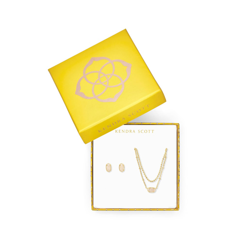 Kendra Scott Emilie Multi Strand Necklace and Earrings Gift Set in Iridescent Drusy