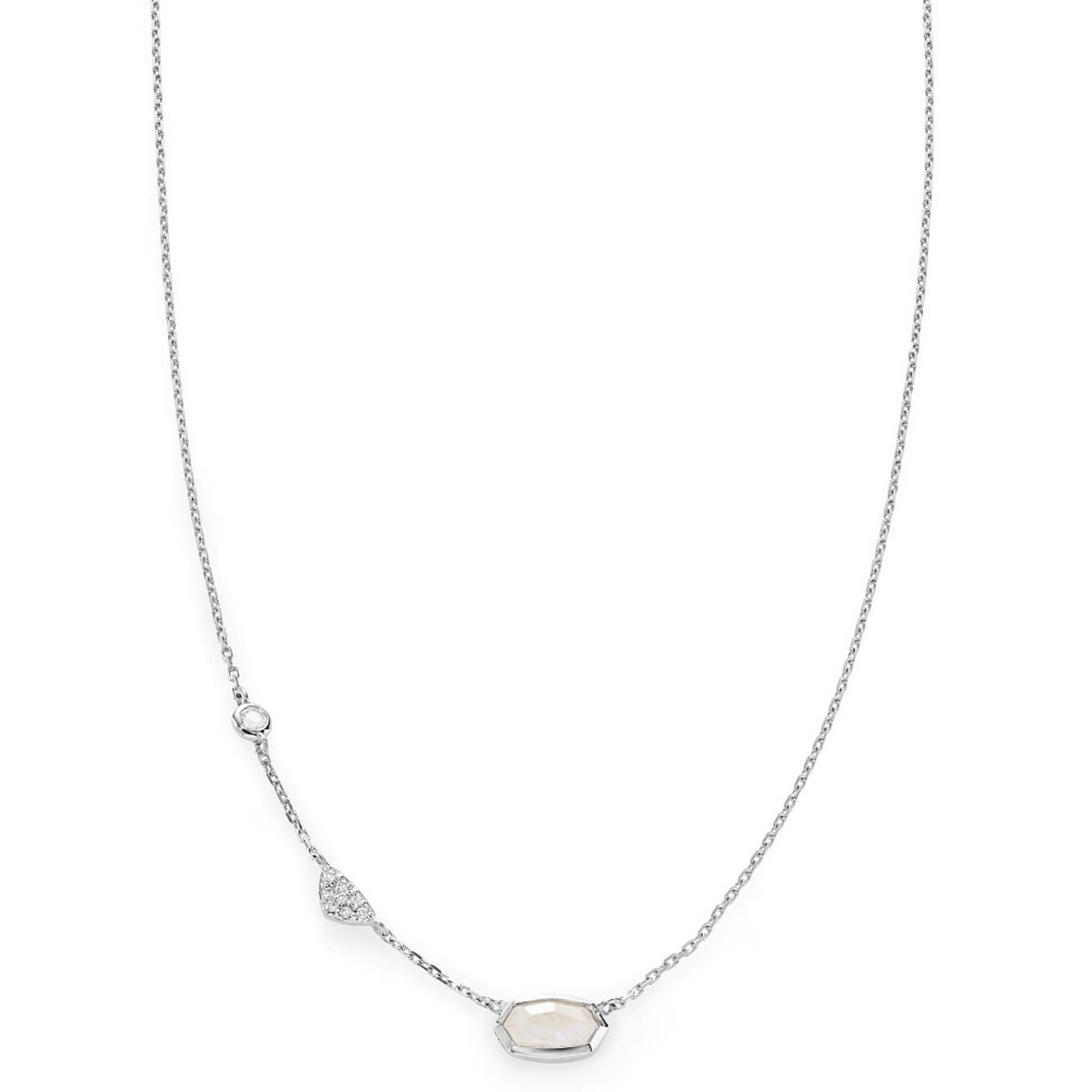 Kendra Scott Aryn Pendant Necklace in Rainbow Moonstone and 14k White Gold