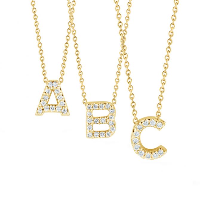 Diamond Puffy Initial Necklace