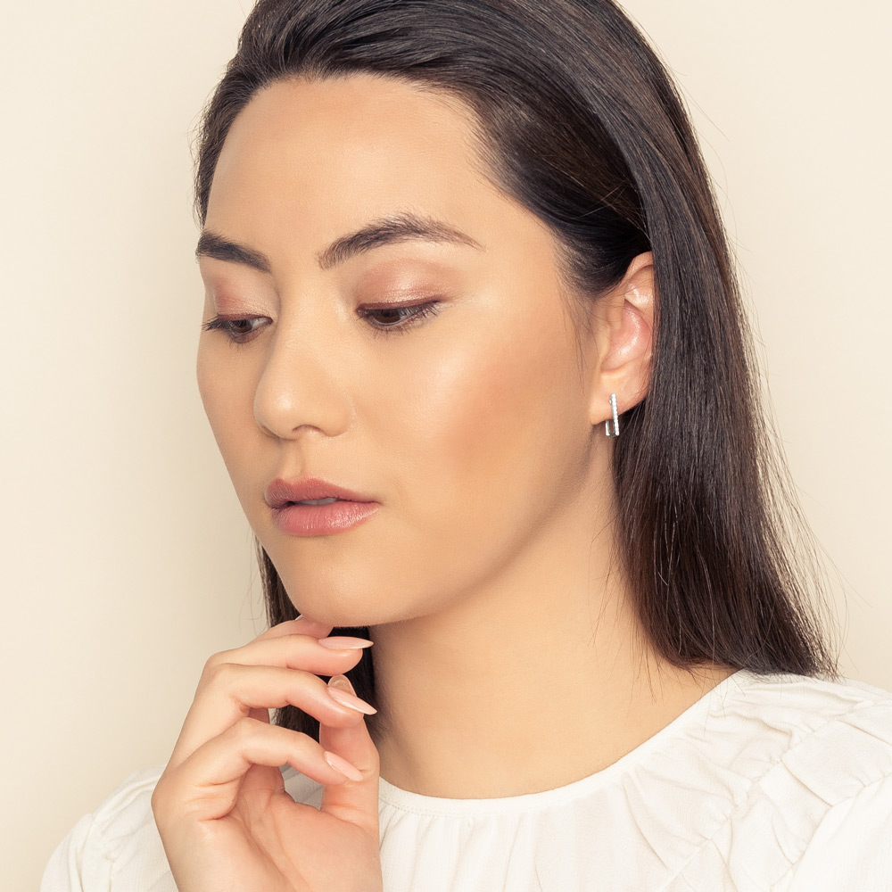 Roberto Coin Perfect Diamond Hoops Square Earrings in 18K Gold, 0.19 cttw