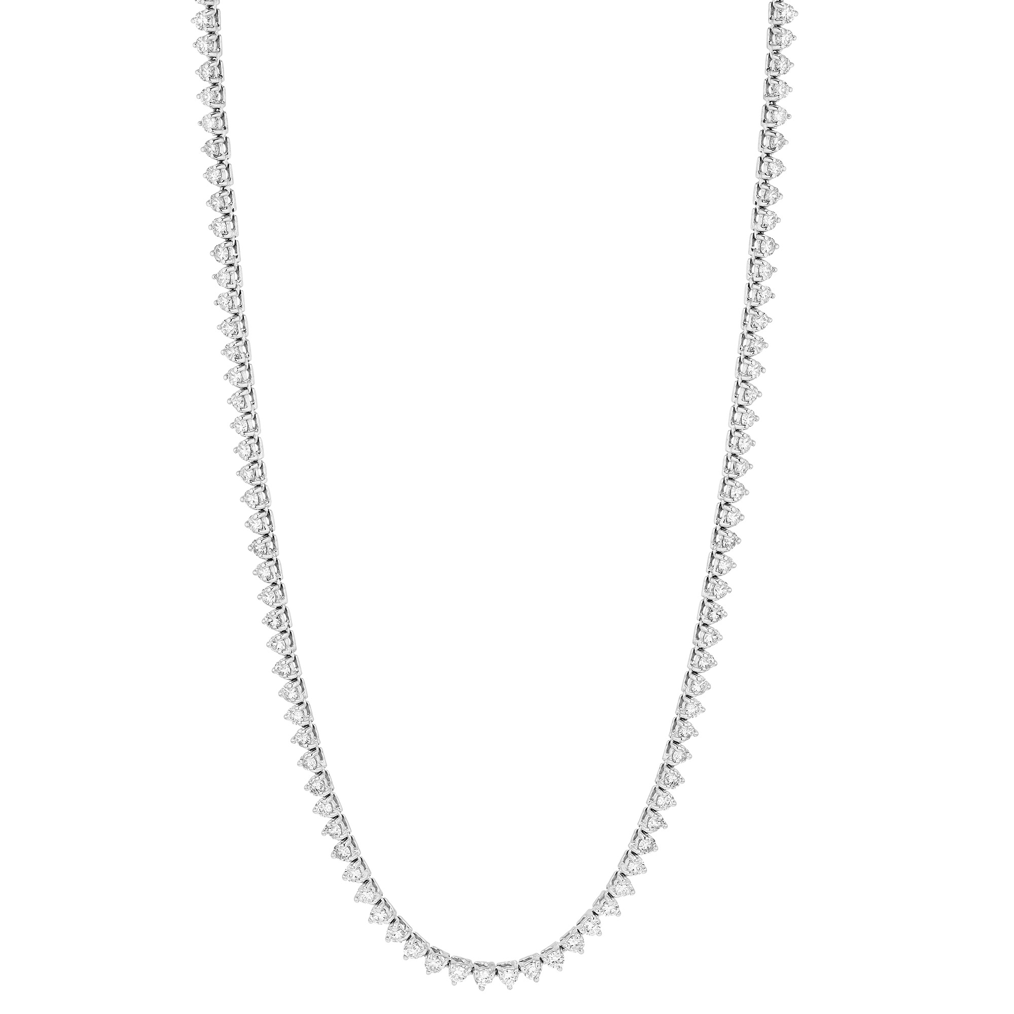 Diamond 3 Prong Set Long Tennis Necklace in White Gold, 36.5