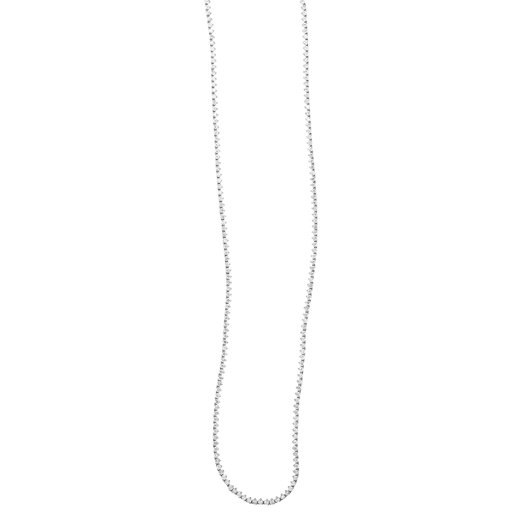 Diamond 3 Prong Set Long Tennis Necklace in White Gold, 36.5