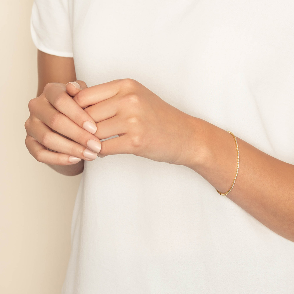 Diamond 4 Prong Tennis Bracelet in Yellow Gold, 7.25