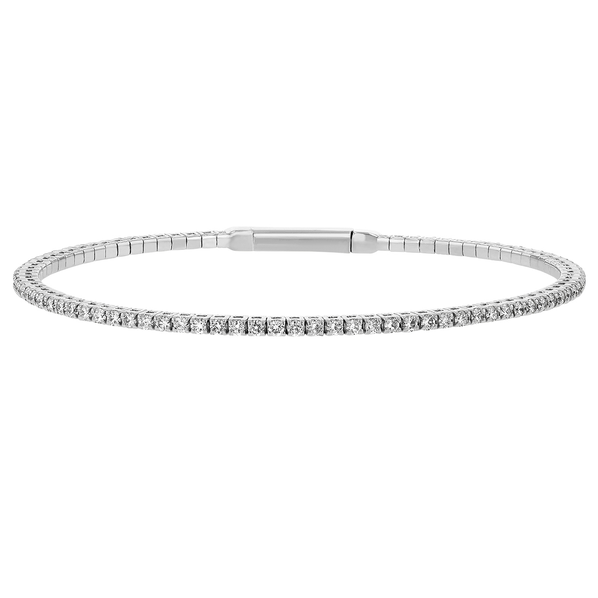 Diamond Slim Bangle Bracelet in White Gold