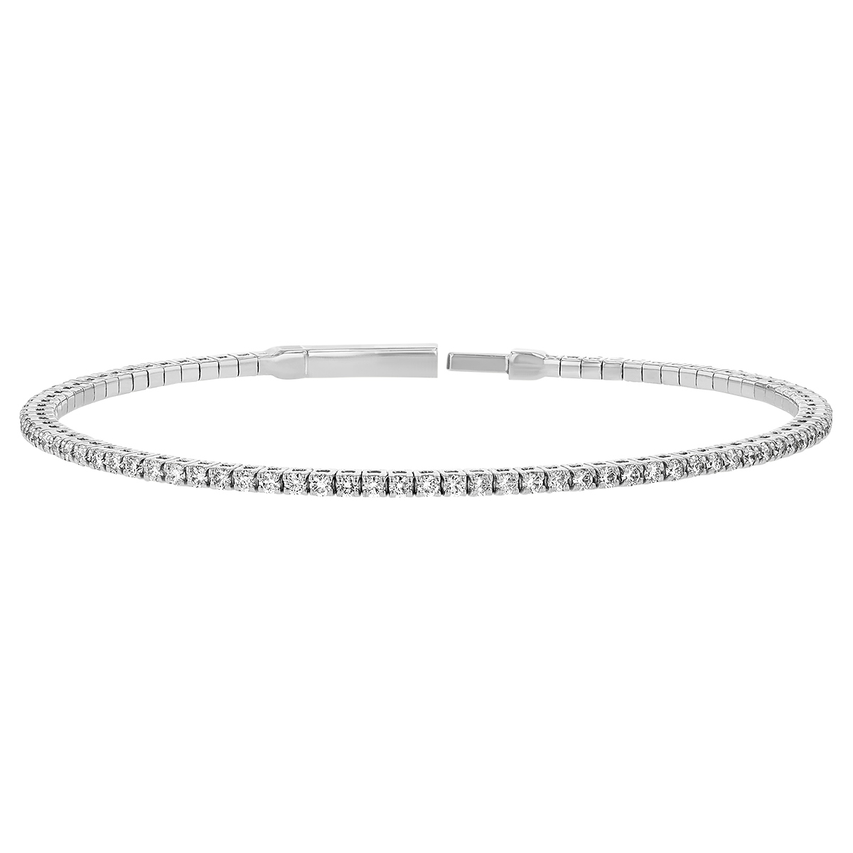 Diamond Slim Bangle Bracelet in White Gold