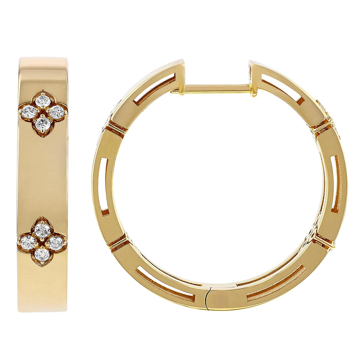 Roberto Coin Love in Verona 18K Gold Hoop Earrings with Diamonds, 20 mm