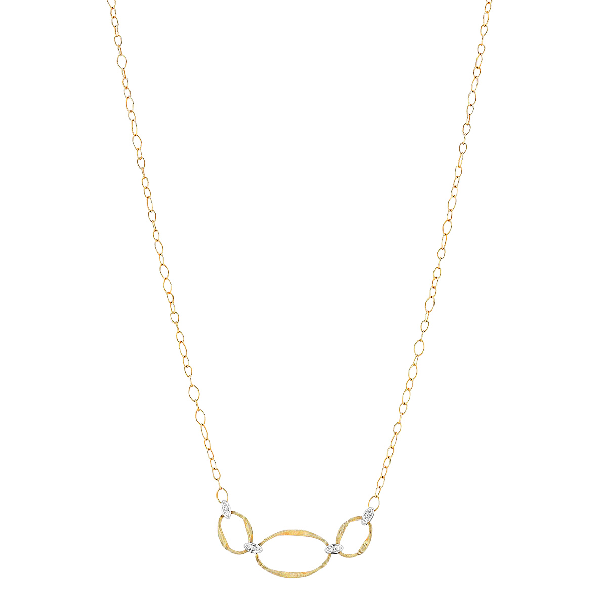 Marco Bicego Marrakech Onde Yellow Gold and Diamond 3 Link Necklace, 16.5