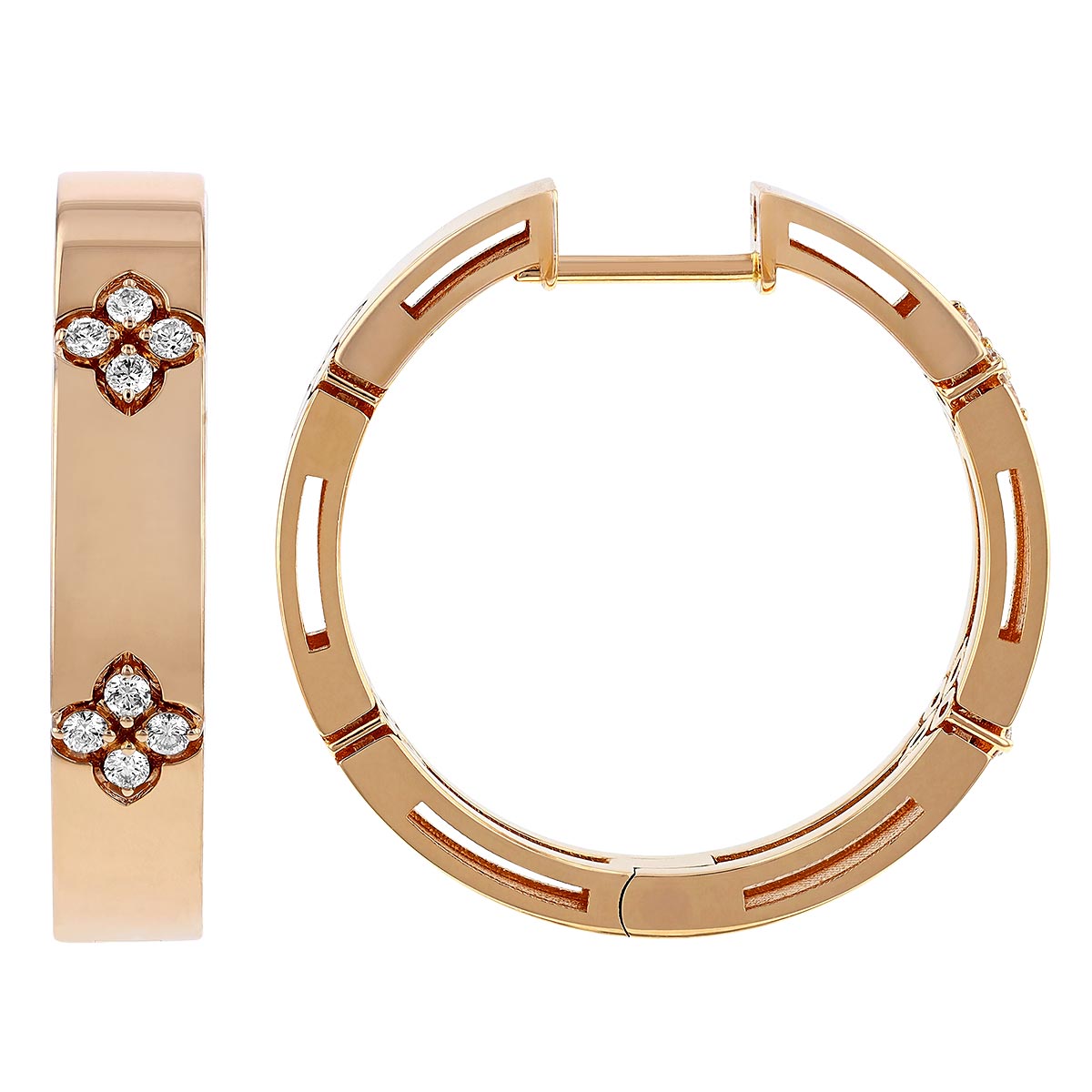 Roberto Coin Love in Verona 18K Gold Hoop Earrings with Diamonds, 20 mm