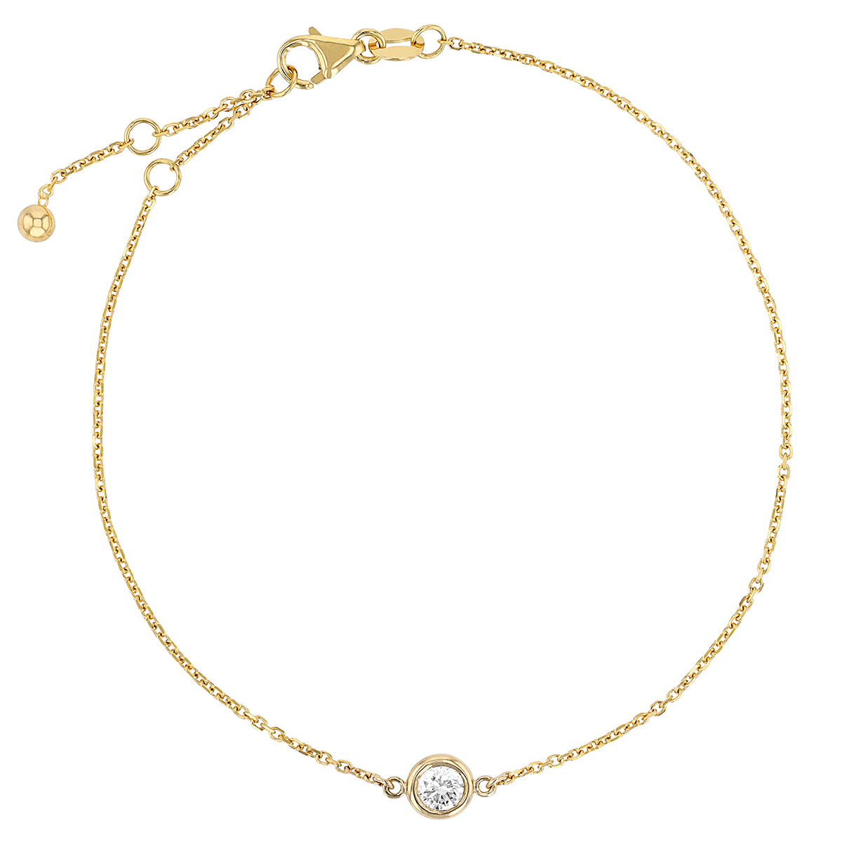 Diamond Bezel Set Single Station Bracelet in Yellow Gold