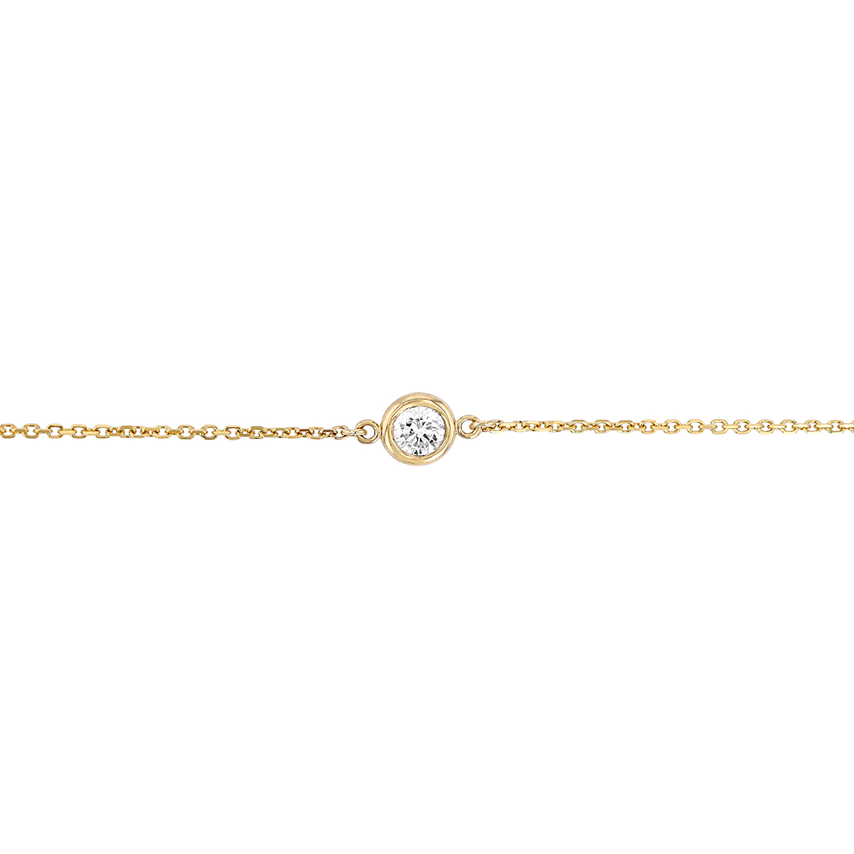 Diamond Bezel Set Single Station Bracelet in Yellow Gold