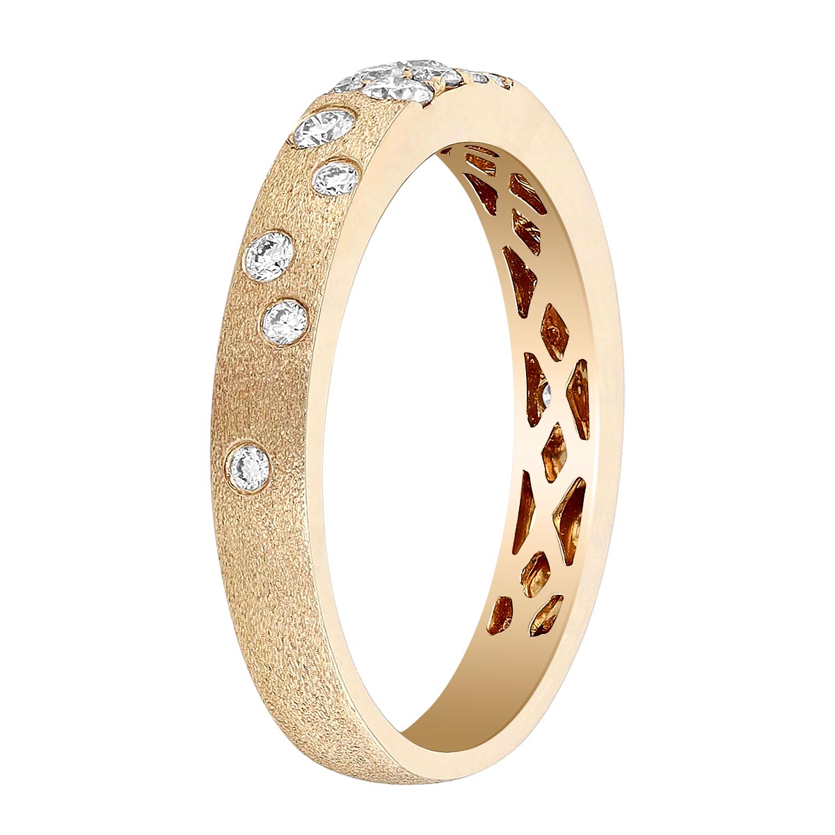 Diamond Flush Set Scatter Band in Matte Yellow Gold