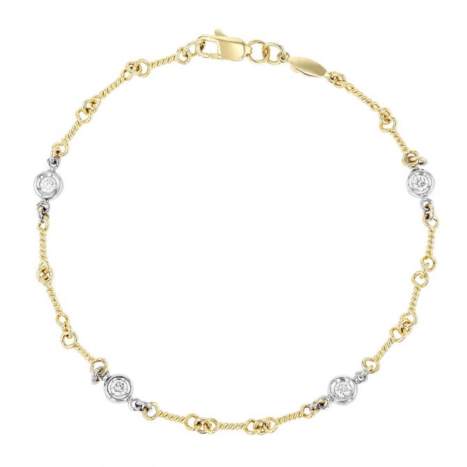 Roberto Coin Diamonds by the Inch 18K Gold Dogbone Chain Bracelet with Diamond Stations