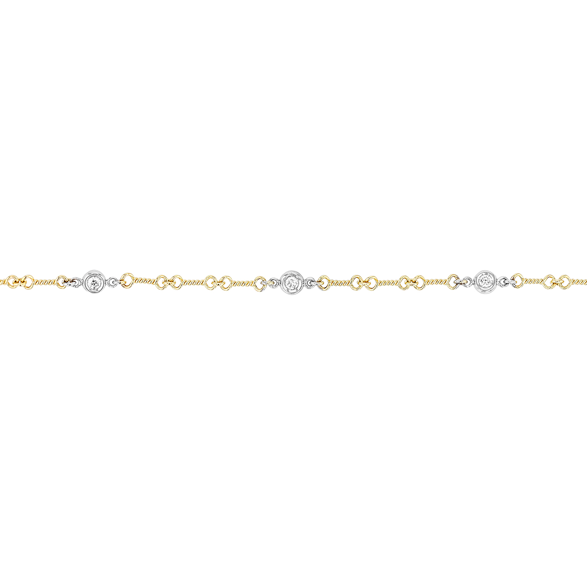 Roberto Coin Diamonds by the Inch 18K Gold Dogbone Chain Bracelet with Diamond Stations