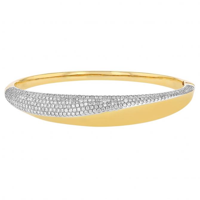 Juniper Diamond & Yellow Gold Hinged Bangle Bracelet
