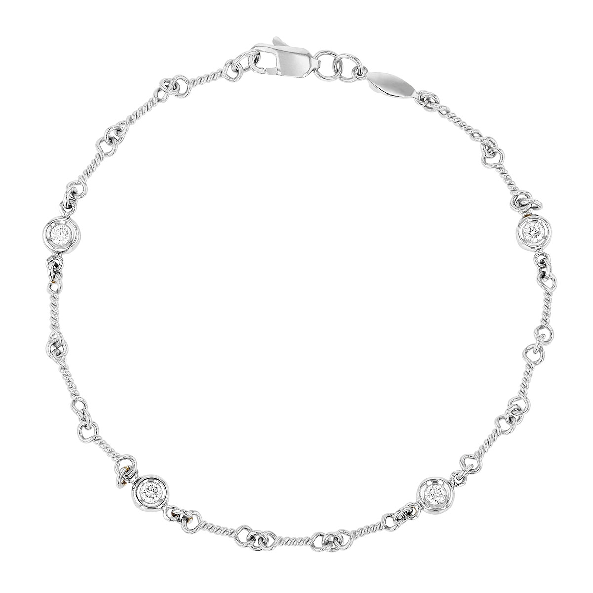 Roberto Coin Diamonds by the Inch 18K Gold Dogbone Chain Bracelet with Diamond Stations