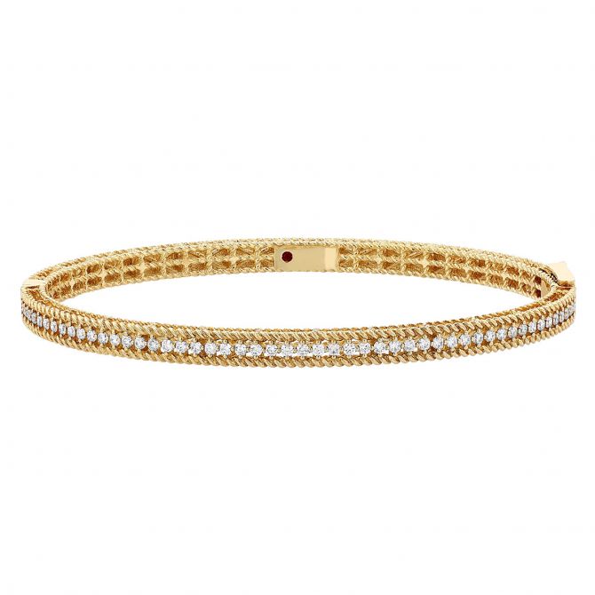 Roberto Coin Symphony Princess 18K Gold & Diamond Oval Bangle Bracelet