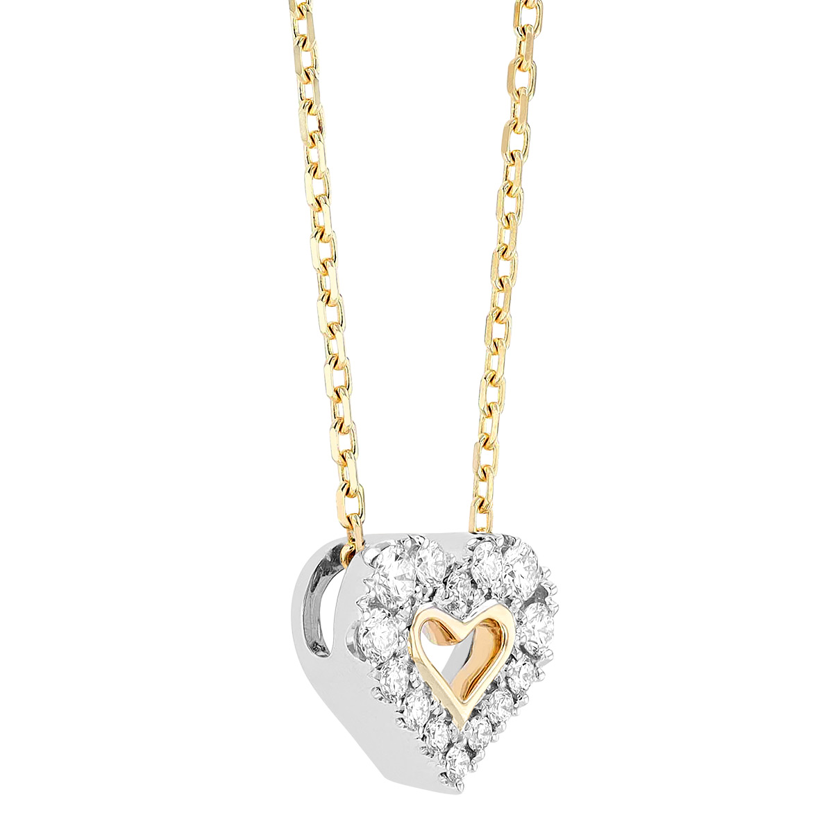 Frederic Sage Diamond Heart Necklace in Yellow Gold