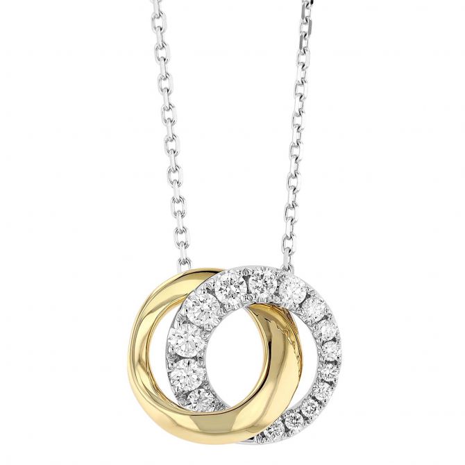 Frederic Sage Diamond & Yellow Gold Interlocking Circle Pendant, 0.26 cttw, 18"