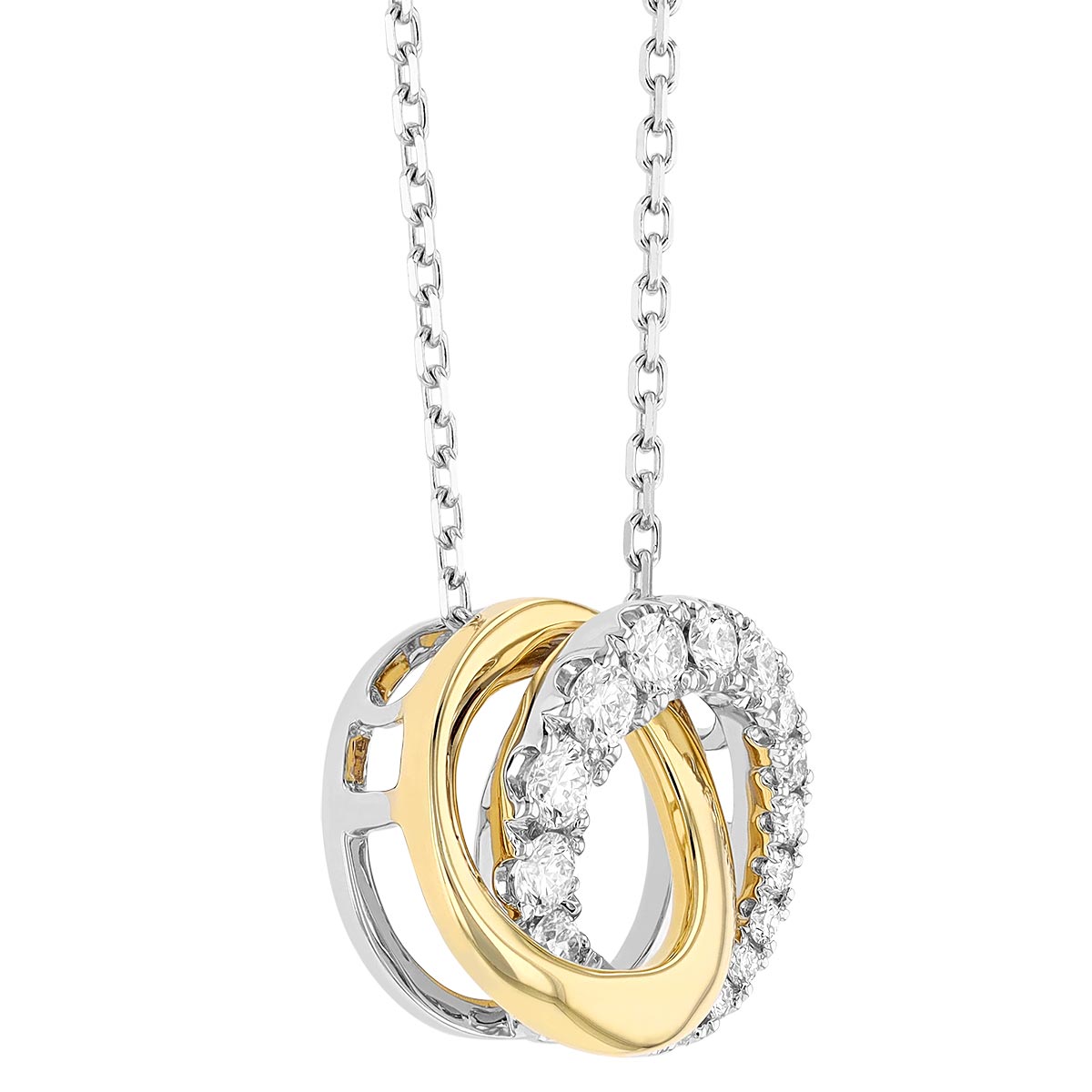Frederic Sage Diamond & Yellow Gold Interlocking Circle Pendant, 0.26 cttw, 18