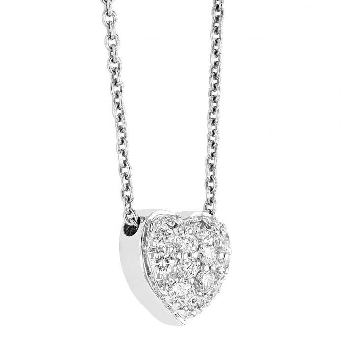 Roberto Coin Tiny Treasures 18K White Gold Diamond Puffed