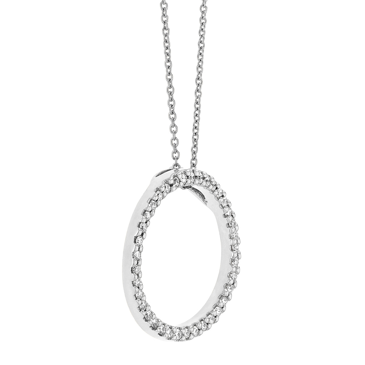 Roberto Coin Tiny Treasures Circle Pendant with Diamonds in 18K Gold, 0.26 cttw