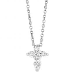 Image for Roberto Coin Tiny Treasures White Gold Baby Cross Necklace with Diamonds, 0.11 cttw, 18"