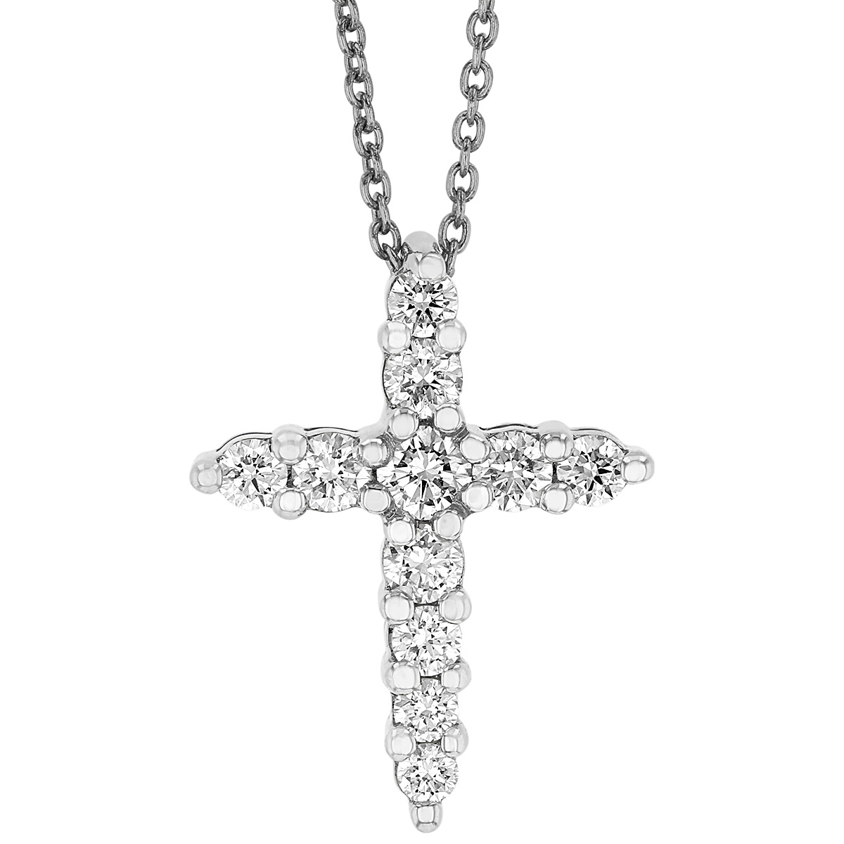 Roberto Coin Tiny Treasures Diamond Cross Necklace in 18K Gold, 0.39 cttw, 18